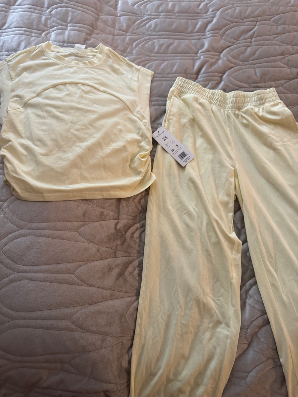 Light Yellow Casual Two-Piece Jogger Set
